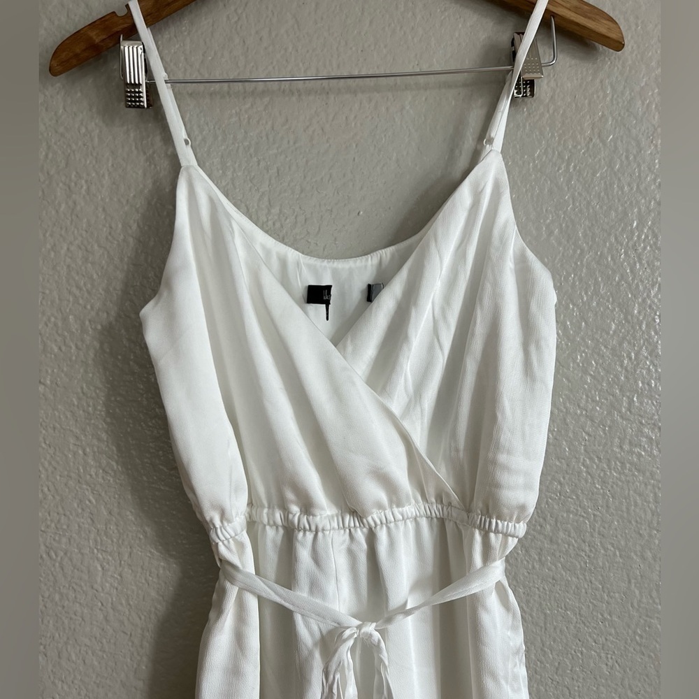 NWOT Lovely As Can Be White Satin Surplice Jumpsuit - Picture 4 of 6